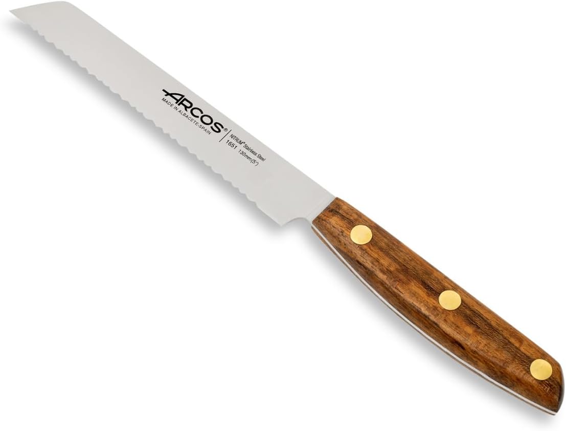 Deba Knife 7 Inch Stainless Steel. Japanese Kitchen Knife for Fish, Meat and Vegetables. Ovengkol Wood Handle 100% natural FSC and 170mm Blade. Series Nordika. Color Brown.