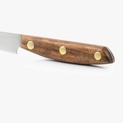 Deba Knife 7 Inch Stainless Steel. Japanese Kitchen Knife for Fish, Meat and Vegetables. Ovengkol Wood Handle 100% natural FSC and 170mm Blade. Series Nordika. Color Brown.