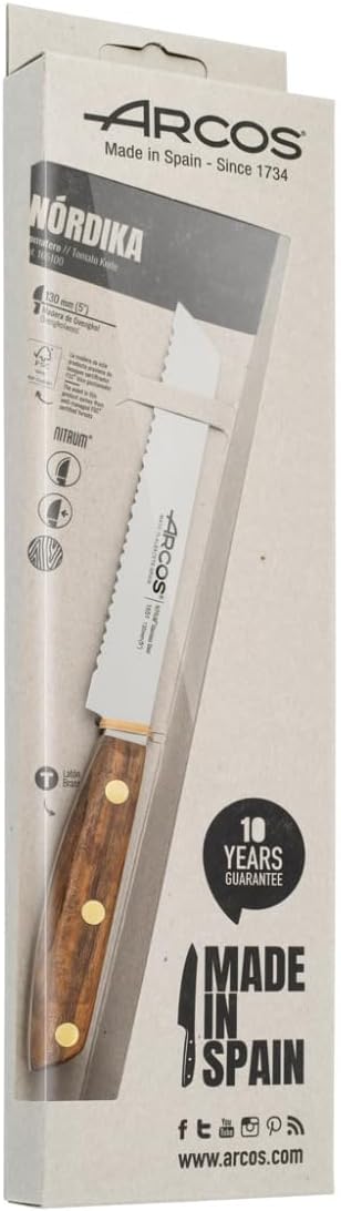 Deba Knife 7 Inch Stainless Steel. Japanese Kitchen Knife for Fish, Meat and Vegetables. Ovengkol Wood Handle 100% natural FSC and 170mm Blade. Series Nordika. Color Brown.