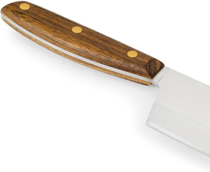 Deba Knife 7 Inch Stainless Steel. Japanese Kitchen Knife for Fish, Meat and Vegetables. Ovengkol Wood Handle 100% natural FSC and 170mm Blade. Series Nordika. Color Brown.