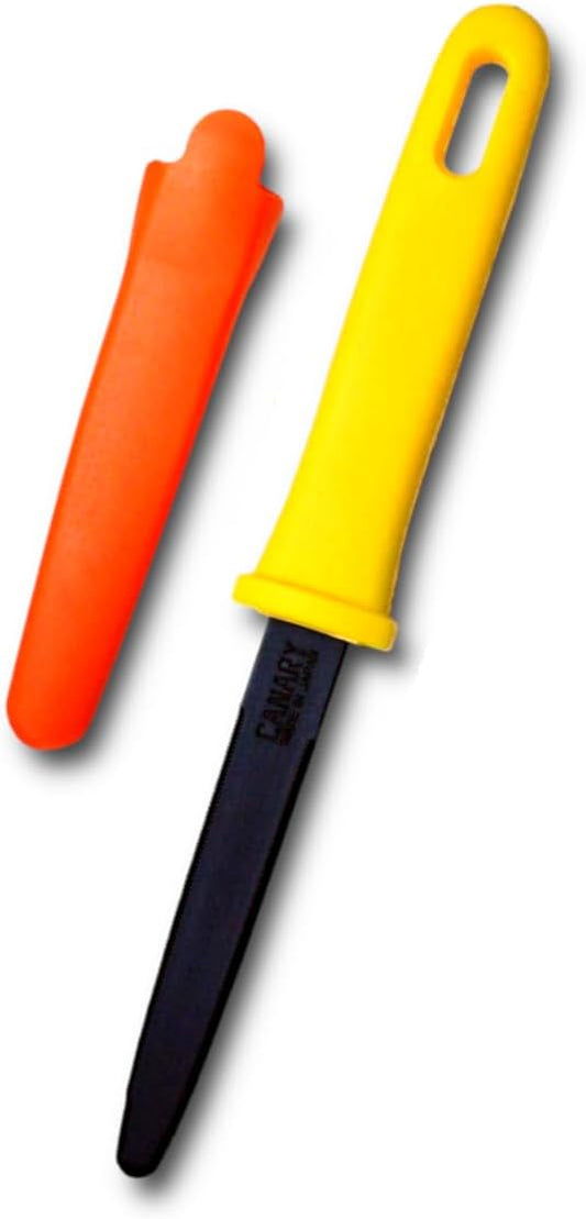 Cardboard Cutter with Sheath - 7.5" Box Opener Utility Knife with Non-Stick Coated Blade for Breaking Down Boxes & Opening Packages - Made in Japan, Yellow
