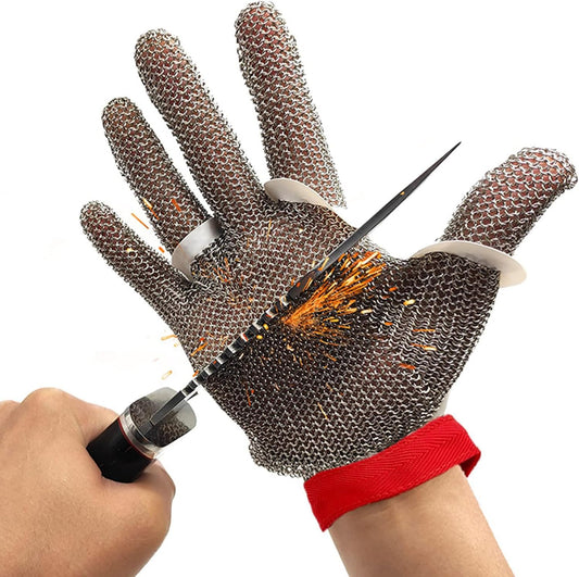 Chainmail Gloves,316L Stainless Steel Cut Resistant Glove,Metal Mesh Butcher Gloves for Meat Cutting, Oyster Shucking