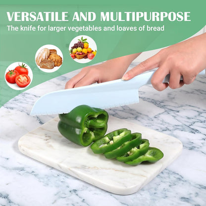 2 Pcs Lettuce Knife 11 inch Professional Lettuce Knife to Prevent Browning Kitchen Utensils Plastic Cake Knife Dishwasher Safe for Cooking and Cutting Vegetable Fruits Bread Salad (Blue, Green)