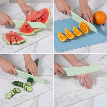 2 Pcs Lettuce Knife 11 inch Professional Lettuce Knife to Prevent Browning Kitchen Utensils Plastic Cake Knife Dishwasher Safe for Cooking and Cutting Vegetable Fruits Bread Salad (Blue, Green)