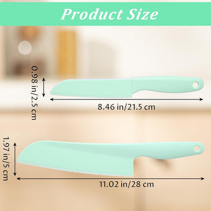 2 Pcs Lettuce Knife 11 inch Professional Lettuce Knife to Prevent Browning Kitchen Utensils Plastic Cake Knife Dishwasher Safe for Cooking and Cutting Vegetable Fruits Bread Salad (Blue, Green)