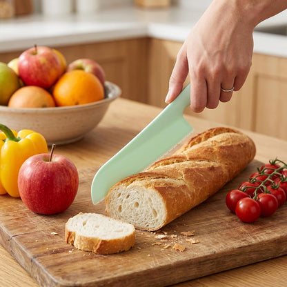 2 Pcs Lettuce Knife 11 inch Professional Lettuce Knife to Prevent Browning Kitchen Utensils Plastic Cake Knife Dishwasher Safe for Cooking and Cutting Vegetable Fruits Bread Salad (Blue, Green)