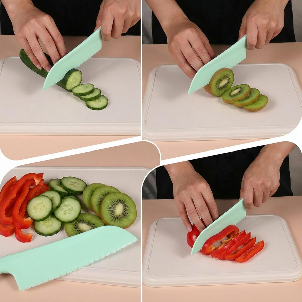 2 Pcs Lettuce Knife 11 inch Professional Lettuce Knife to Prevent Browning Kitchen Utensils Plastic Cake Knife Dishwasher Safe for Cooking and Cutting Vegetable Fruits Bread Salad (Blue, Green)