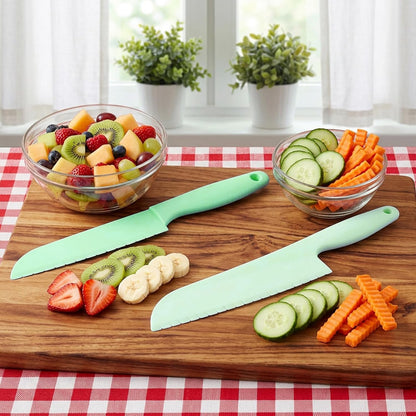 2 Pcs Lettuce Knife 11 inch Professional Lettuce Knife to Prevent Browning Kitchen Utensils Plastic Cake Knife Dishwasher Safe for Cooking and Cutting Vegetable Fruits Bread Salad (Blue, Green)