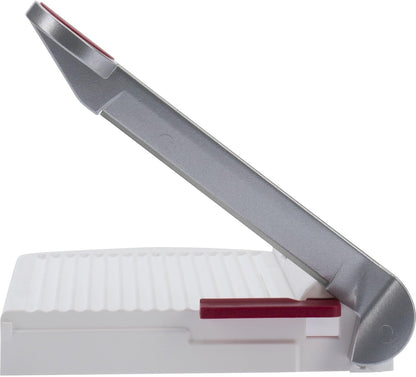 Adjustable Cheese Slicer with Board & Stainless Steel Sharp Blade, German Cheese Cutter with Precise Thickness Control, Multipurpose Food & Cheese Slicer, Effortless Slicing, White