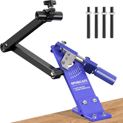 [Updated] Lawn Mower Blade Sharpener 15°-45° Adjustable Frame with Ball Bearing Manufacture Handle for Right & Left Hand Blades, Use with Angle Grinder, Black