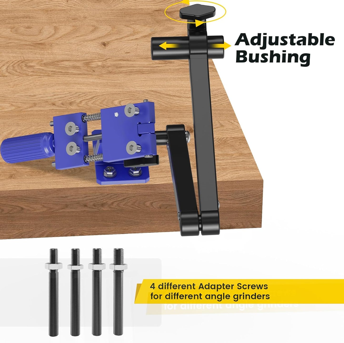 [Updated] Lawn Mower Blade Sharpener 15°-45° Adjustable Frame with Ball Bearing Manufacture Handle for Right & Left Hand Blades, Use with Angle Grinder, Black