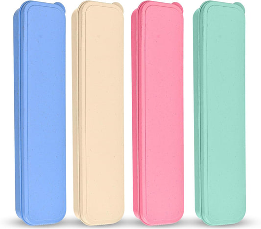 Travel Cutlery Case Portable Utensil Holder Large Travel Silverware Case Flatware Storage Box Camping Utensils Cutlery Cases for Fork Spoon Chopsticks Lunch Box, 9.6 x 2.1 inches (Multi)