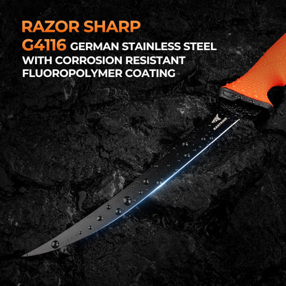 Paradox Fishing Fillet Knife Kit, 7" and 9" | G4116 German Stainless Steel, Non-Slip Handles, Sheath Included, Fresh & Saltwater, Great Fishing Gifts