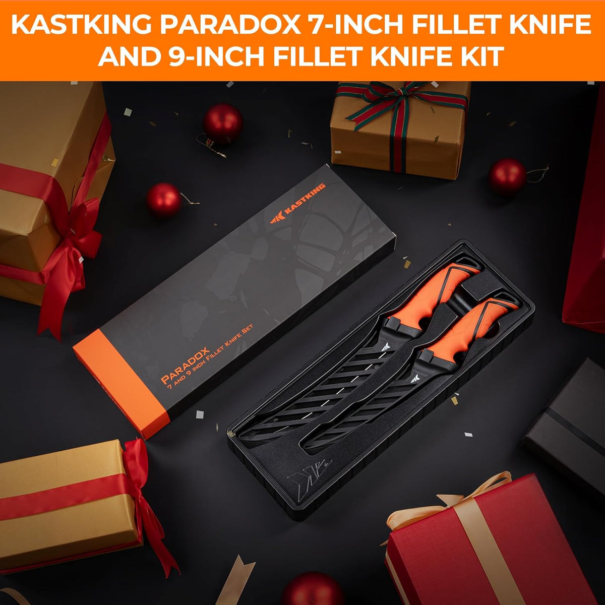 Paradox Fishing Fillet Knife Kit, 7" and 9" | G4116 German Stainless Steel, Non-Slip Handles, Sheath Included, Fresh & Saltwater, Great Fishing Gifts
