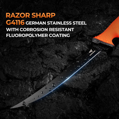 Paradox Fishing Fillet Knife Kit, 7" and 9" | G4116 German Stainless Steel, Non-Slip Handles, Sheath Included, Fresh & Saltwater, Great Fishing Gifts