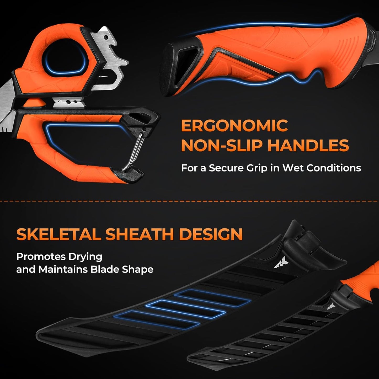 Paradox Fishing Fillet Knife Kit, 7" and 9" | G4116 German Stainless Steel, Non-Slip Handles, Sheath Included, Fresh & Saltwater, Great Fishing Gifts