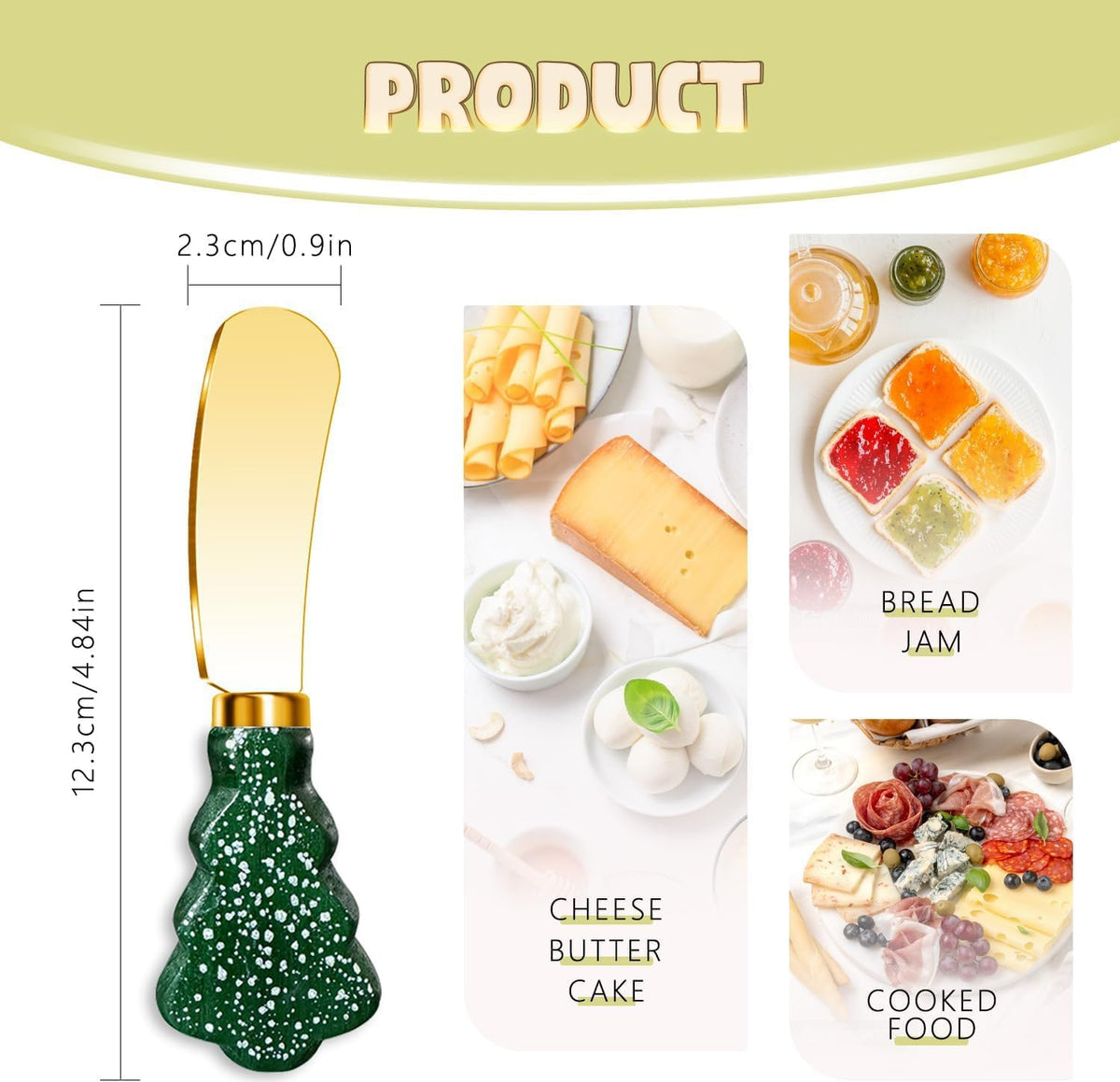 Spreader Knife Set,4-Piece Cheese and Butter Spreader Knives,Mini Serving Tongs,Stainless Steel Multipurpose Butter Knives