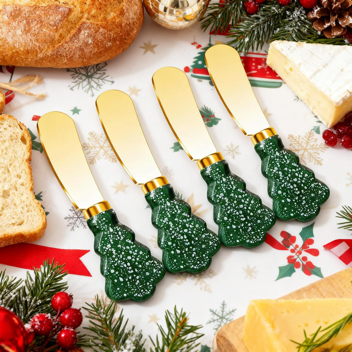 Spreader Knife Set,4-Piece Cheese and Butter Spreader Knives,Mini Serving Tongs,Stainless Steel Multipurpose Butter Knives