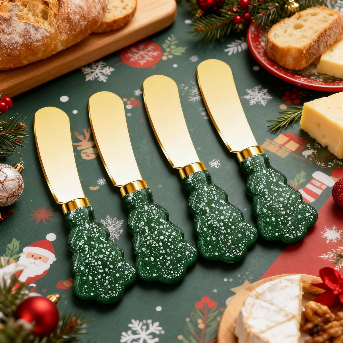 Spreader Knife Set,4-Piece Cheese and Butter Spreader Knives,Mini Serving Tongs,Stainless Steel Multipurpose Butter Knives