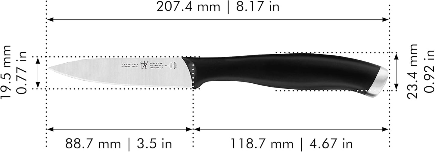 ZWILLING Silvercap Razor-Sharp 3-inch Paring Knife, German Engineered Informed by 100+ Years of Mastery, Black