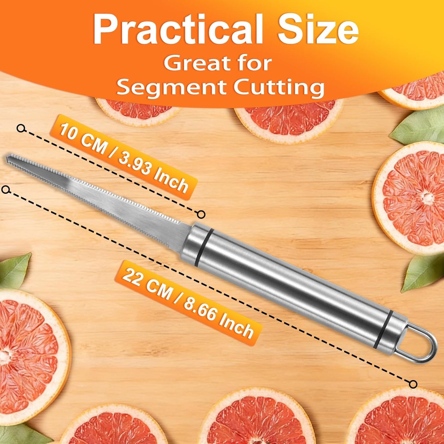 Grapefruit Knives 2 Pack, Stainless Steel Grapefruit Utensil Knife | Serrated Edge & Thick Gauge Handle, Kitchen Tool with Non-stick Plating for Kiwi, Mango, Dessert, Apple, Citrus Fruit