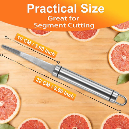 Grapefruit Knives 2 Pack, Stainless Steel Grapefruit Utensil Knife | Serrated Edge & Thick Gauge Handle, Kitchen Tool with Non-stick Plating for Kiwi, Mango, Dessert, Apple, Citrus Fruit