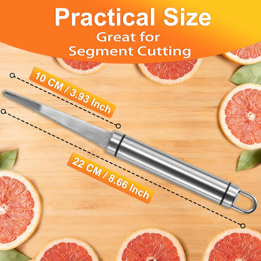 Grapefruit Knives 2 Pack, Stainless Steel Grapefruit Utensil Knife | Serrated Edge & Thick Gauge Handle, Kitchen Tool with Non-stick Plating for Kiwi, Mango, Dessert, Apple, Citrus Fruit