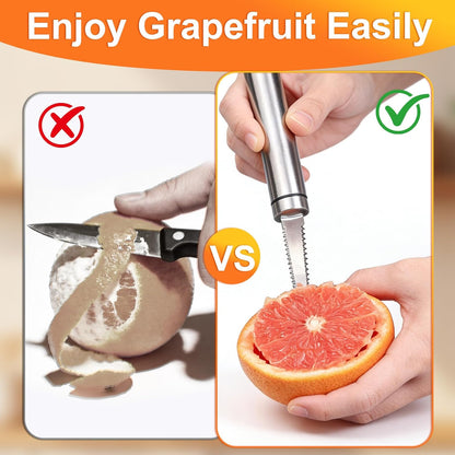 Grapefruit Knives 2 Pack, Stainless Steel Grapefruit Utensil Knife | Serrated Edge & Thick Gauge Handle, Kitchen Tool with Non-stick Plating for Kiwi, Mango, Dessert, Apple, Citrus Fruit