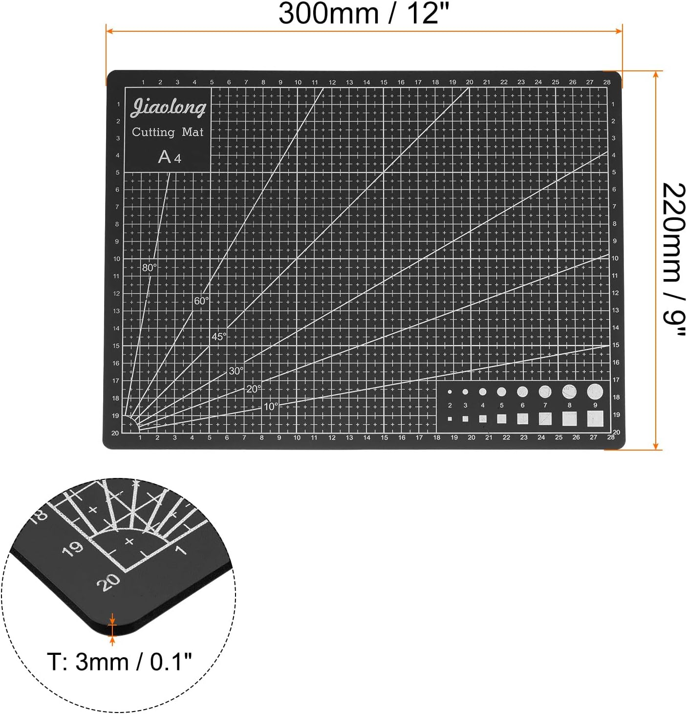 A5 Self-Healing Cutting Mat 9"x6" Craft Cutting Board for DIY Art Work Sewing Cutting, Black