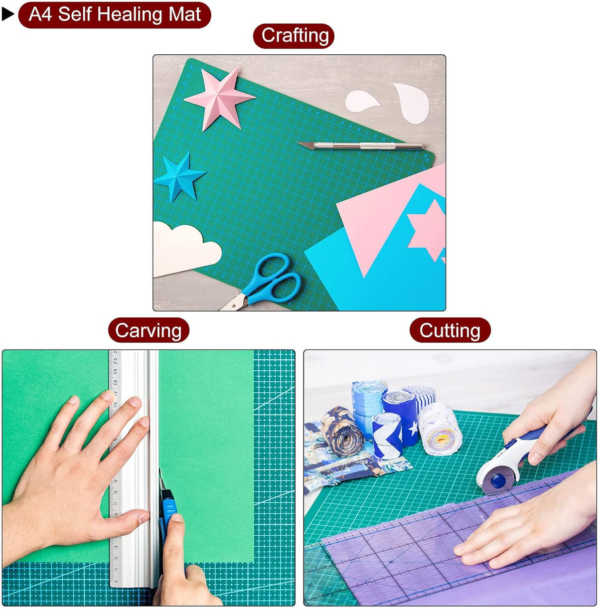 A5 Self-Healing Cutting Mat 9"x6" Craft Cutting Board for DIY Art Work Sewing Cutting, Black