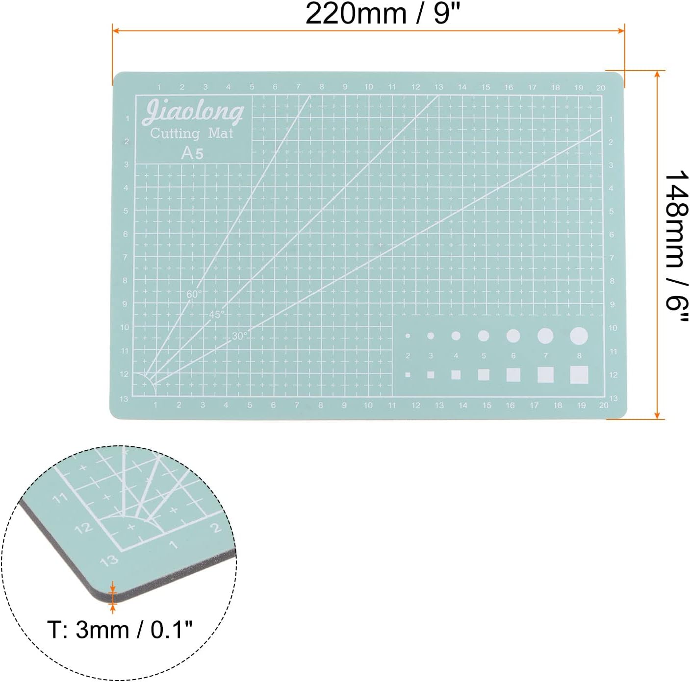 A5 Self-Healing Cutting Mat 9"x6" Craft Cutting Board for DIY Art Work Sewing Cutting, Black