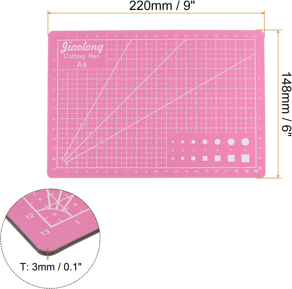 A5 Self-Healing Cutting Mat 9"x6" Craft Cutting Board for DIY Art Work Sewing Cutting, Black
