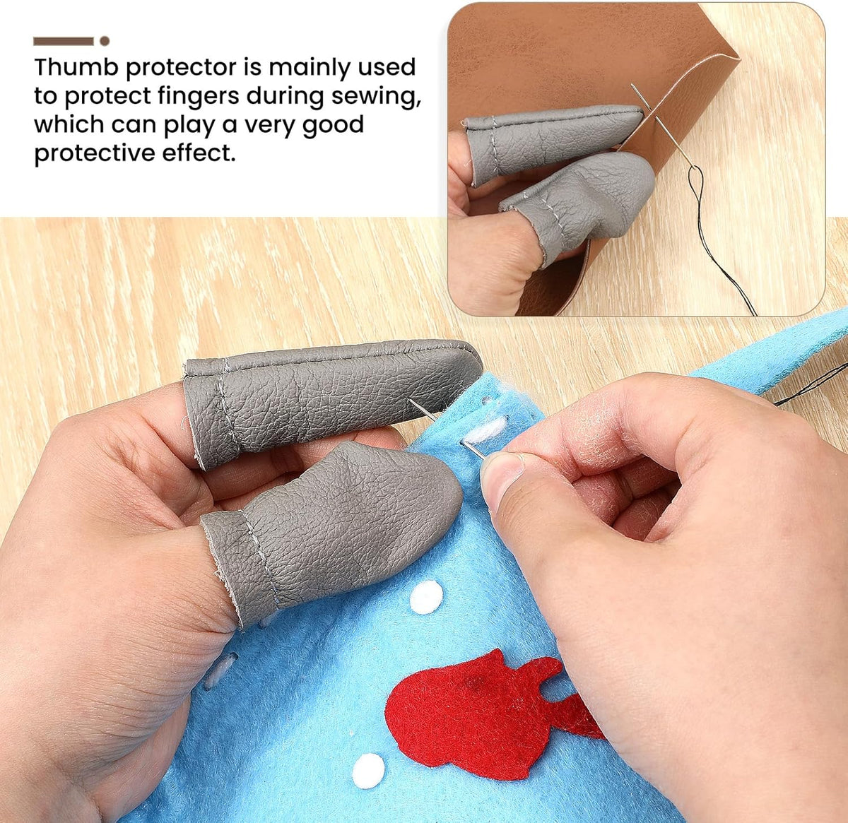 4 Pairs Needle Felting Finger Guards Felting Finger Protector Embroidery Crochet Protector Fingers Thumb Protection Thimble Guards Tools Needlework Handmaking Thimbles Pads for Hand Craft Sewing