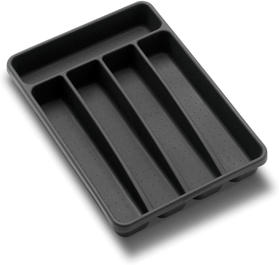 Silverware Tray, 5 Compartment Flatware Organizer for Forks, Knives & Spoons, Durable Drawer Organizer, Granite
