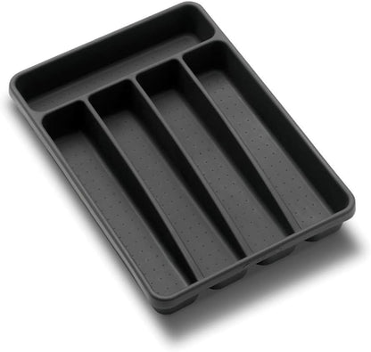 Silverware Tray, 5 Compartment Flatware Organizer for Forks, Knives & Spoons, Durable Drawer Organizer, Granite