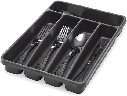 Silverware Tray, 5 Compartment Flatware Organizer for Forks, Knives & Spoons, Durable Drawer Organizer, Granite