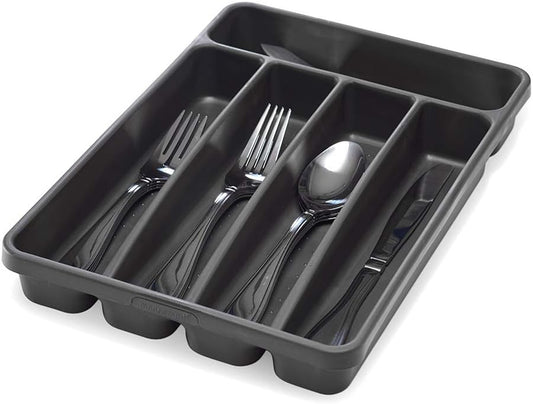 Silverware Tray, 5 Compartment Flatware Organizer for Forks, Knives & Spoons, Durable Drawer Organizer, Granite