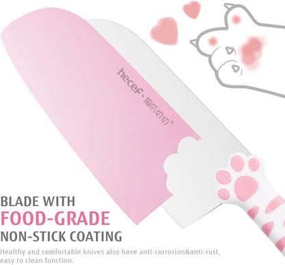 Cute Kitchen Knife Set, Dishwasher Safe, 5-piece Non-Stcik Knives Set with Detachable Block and Scissors,Sharp Kitchen Knives for Chopping, Slicing, Dicing and Cutting (Yellow)
