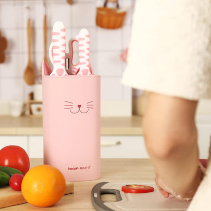 Cute Kitchen Knife Set, Dishwasher Safe, 5-piece Non-Stcik Knives Set with Detachable Block and Scissors,Sharp Kitchen Knives for Chopping, Slicing, Dicing and Cutting (Yellow)