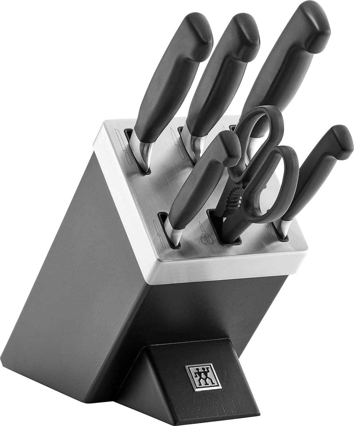 1002303 Four Star Self-Sharpening Knife Block, 7 PC, Black Ash