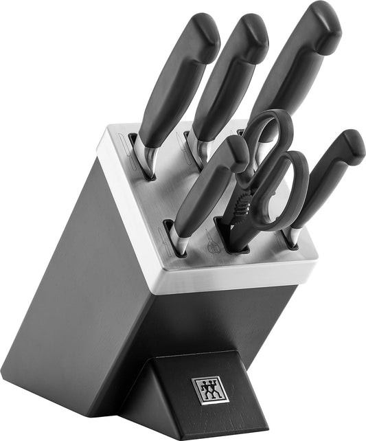 1002303 Four Star Self-Sharpening Knife Block, 7 PC, Black Ash