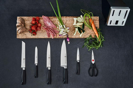 1002303 Four Star Self-Sharpening Knife Block, 7 PC, Black Ash