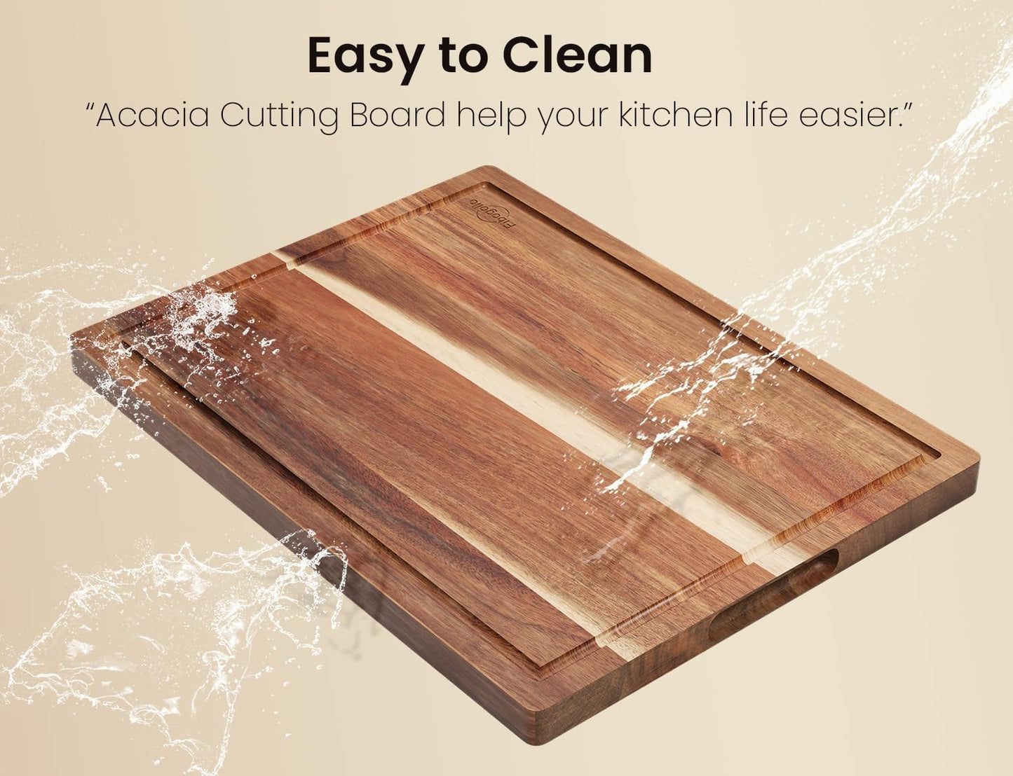 Acacia Wood Cutting Boards for Kitchen(Set of 3),Wooden Chopping Boards Set with Juice Groove,Serving Board with Holder,Butcher Block for Meat,Vegetables,Fruit