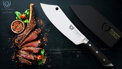 Chef & Cleaver Knife - 8 inch - The Crixus - Gladiator Series Elite - German HC Steel - Hybrid Razor Sharp Kitchen Knife - Black G10 Handle - w/Sheath - Chef Knife - NSF Certified