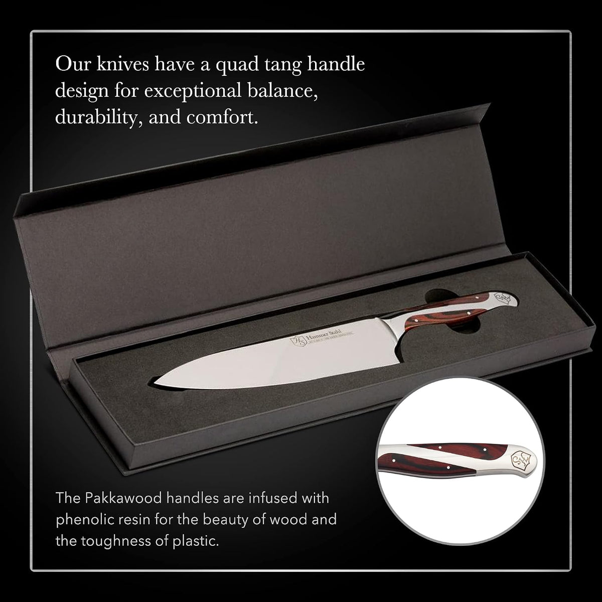Serrated Utility Knife | German Forged High Carbon Steel | Ergonomic Quad-Tang Pakkawood Handle & Gift Box