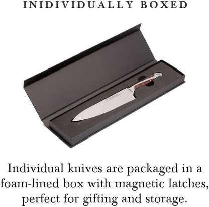 Serrated Utility Knife | German Forged High Carbon Steel | Ergonomic Quad-Tang Pakkawood Handle & Gift Box