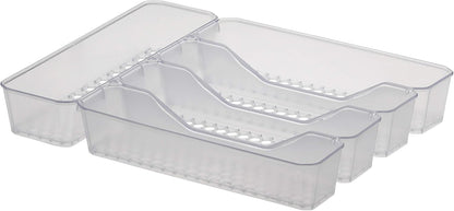 HEXA 5-Divider Expandable Silverware Tray (Stone Gray) - In-Drawer Organizer for Kitchen Accessories, Cutlery, Knives, & More / Easy-to-Clean Home & Apartment Essential