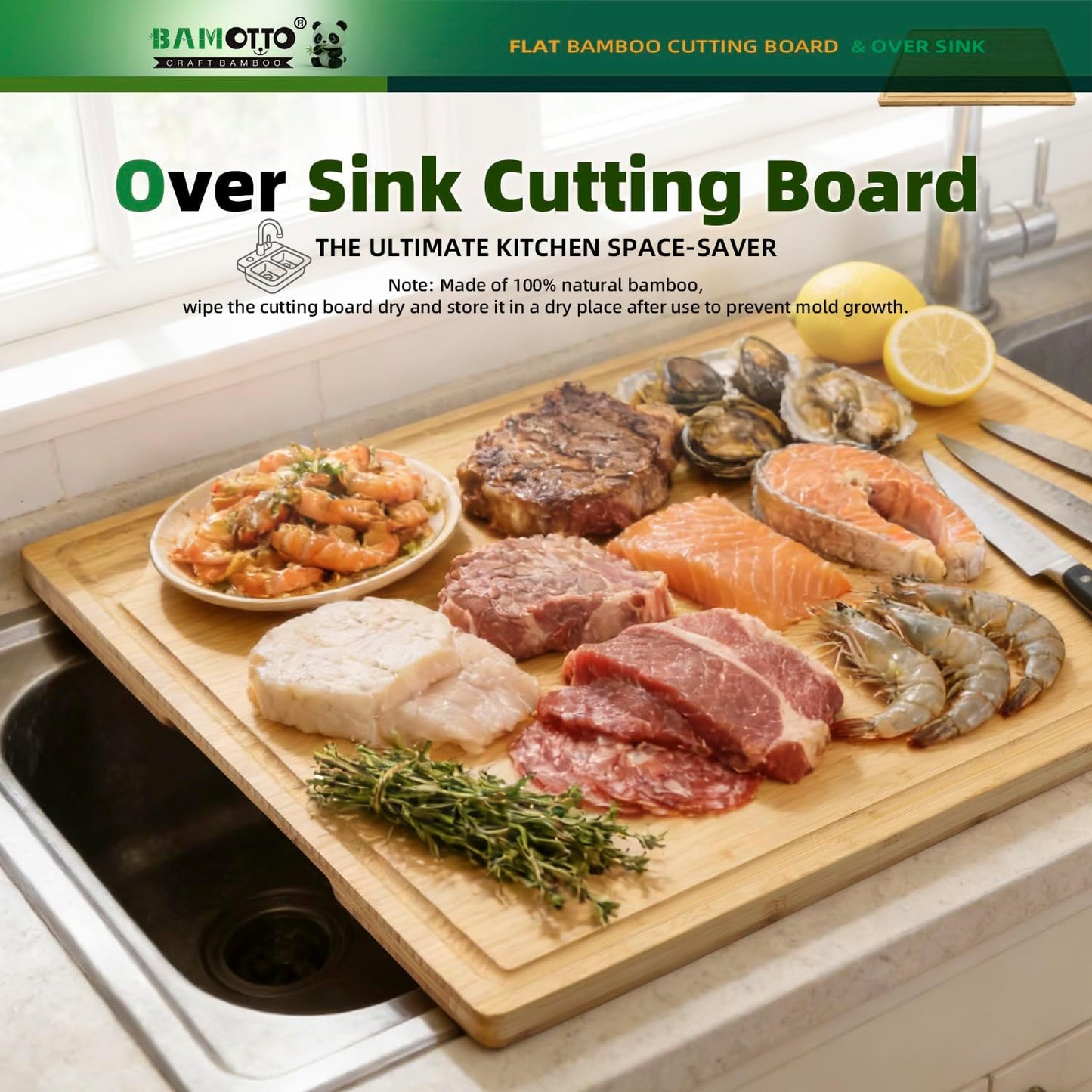 Extra Large Bamboo Cutting Board 24"x18"