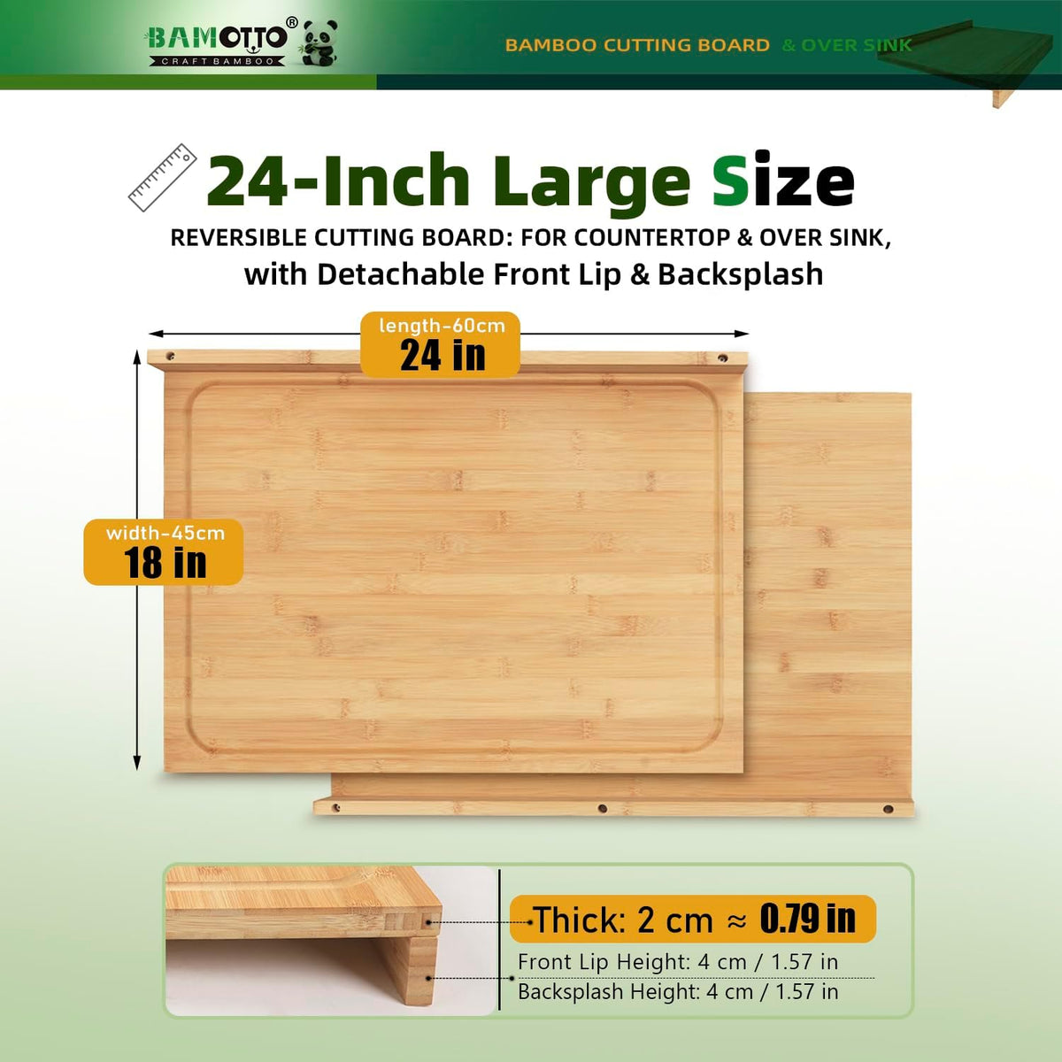 Extra Large Bamboo Cutting Board 24"x18"