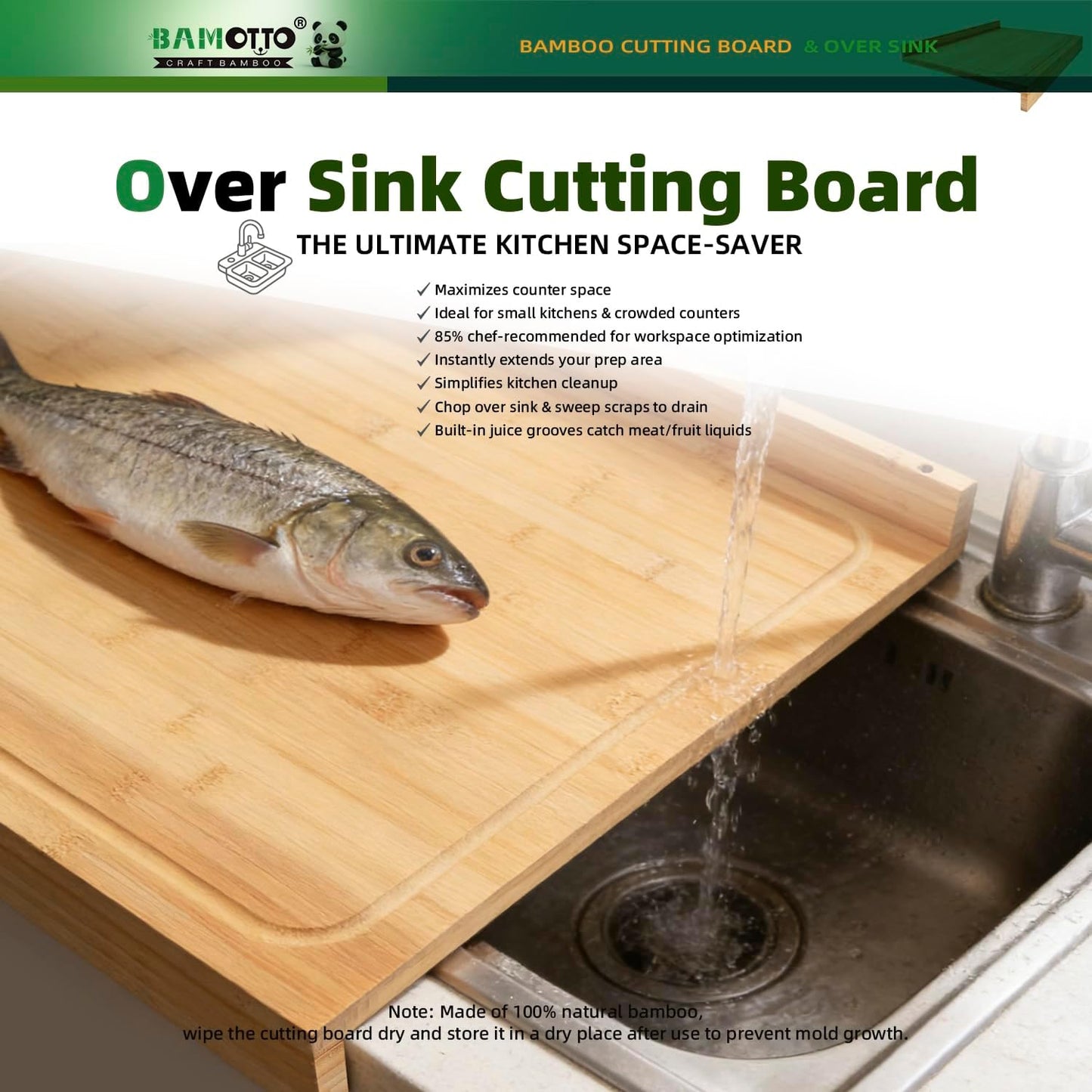 Extra Large Bamboo Cutting Board 24"x18"